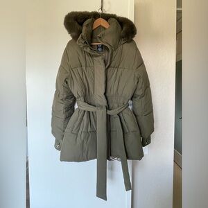 Women's GAP Olive Green Puffer Coat NWT